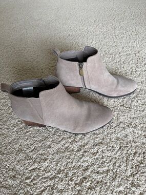 Blondo Taupe Suede Ankle Booties with Side Zip Pull